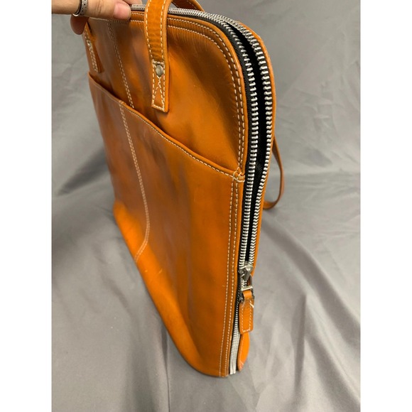 Latico Bag Orange Leather Shoulder Messenger Laptop Briefcase Handbag - Picture 5 of 15